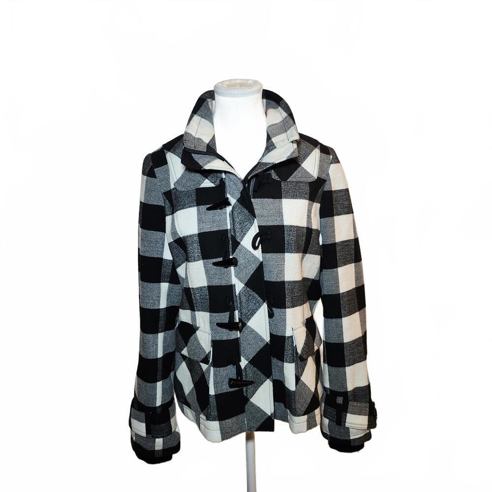 Artifacts Women's Black White Checkered Toggle Coat Size M